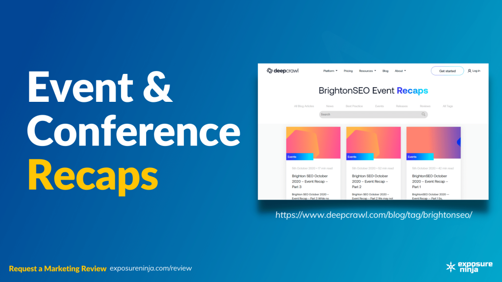 Image with the text, "Event and Conference Recaps".