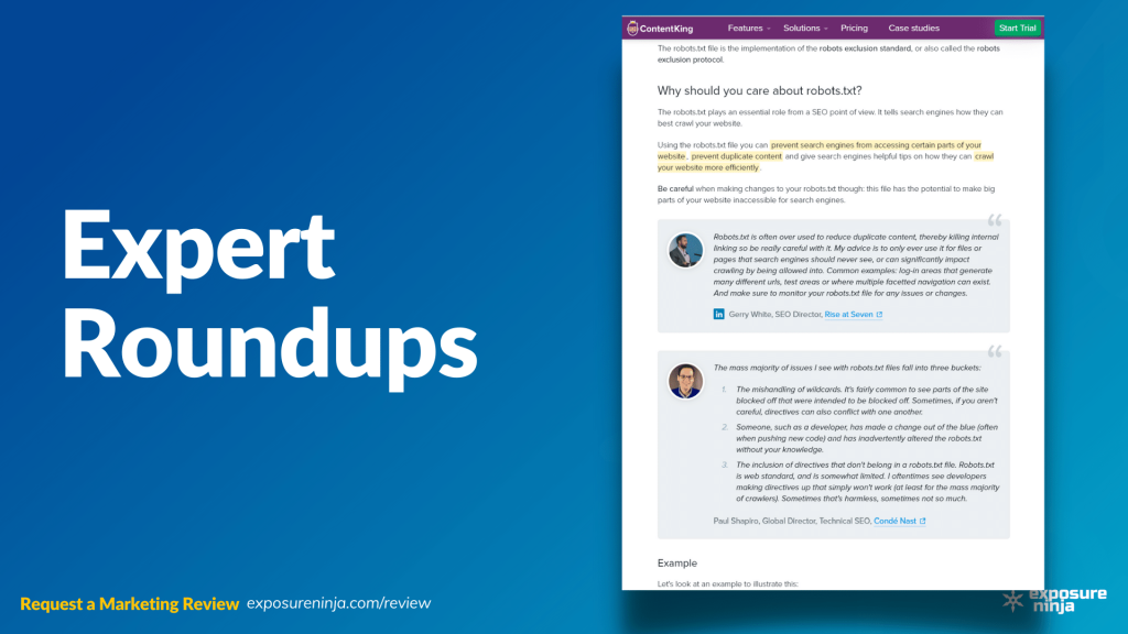 Image with the text, "Expert Roundups".