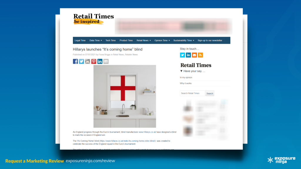 Screenshot of the Retail Times website covering the fake product.