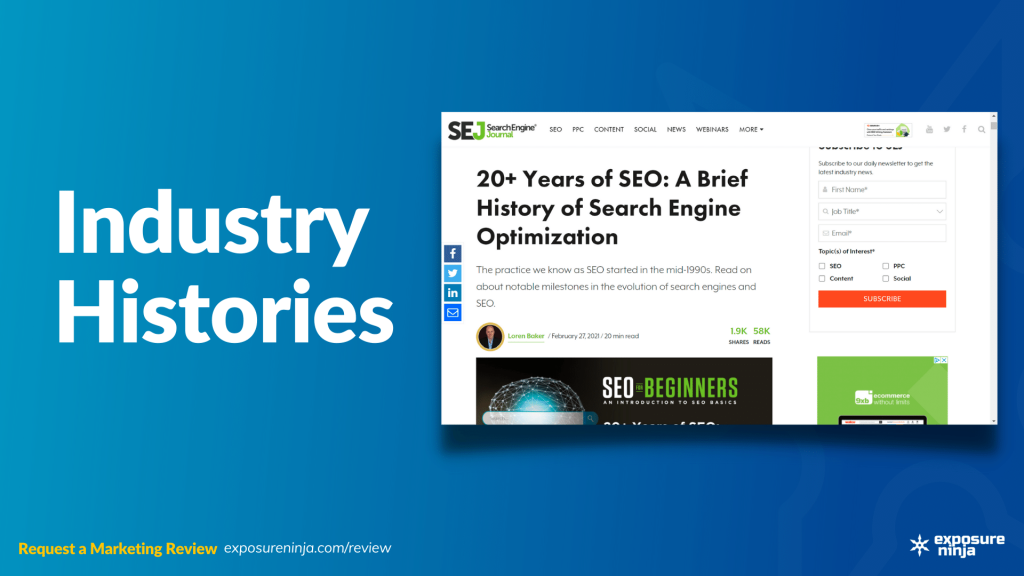 Image with the text, "Industry Histories".