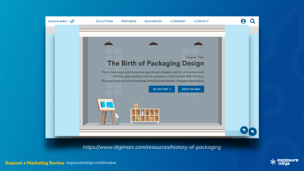 Screenshot of the Digimarc History of Packaging.