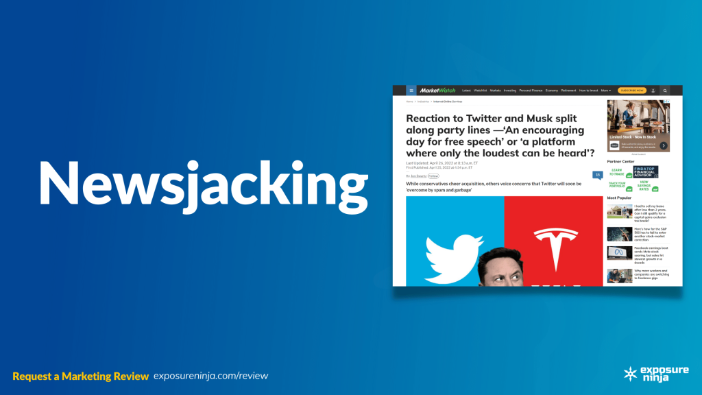 Image with the text, "Newsjacking".