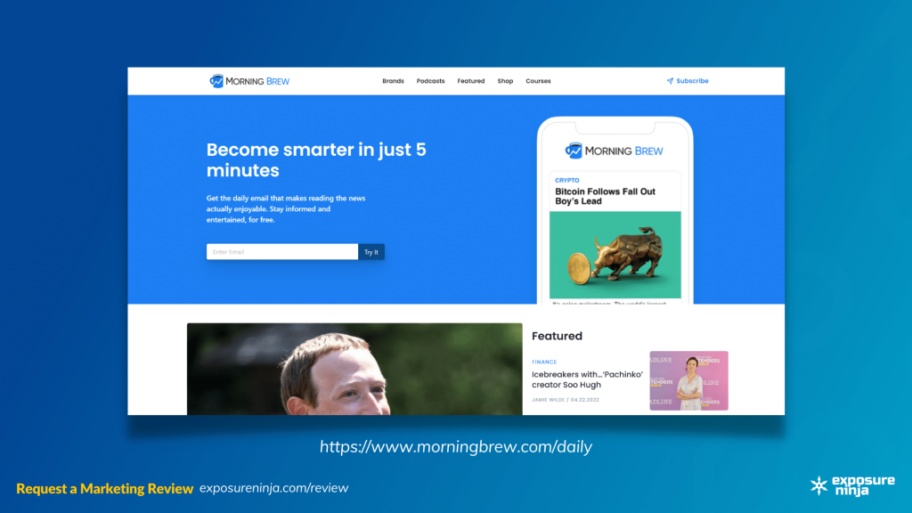 Screenshot of the Morning Brew website.