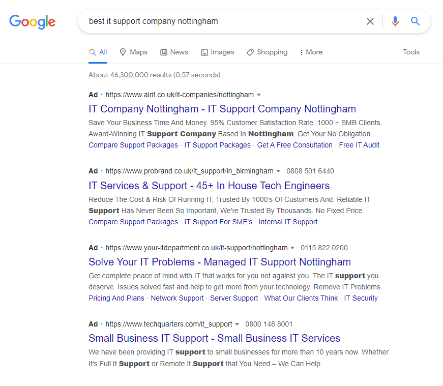 best IT support company Google search