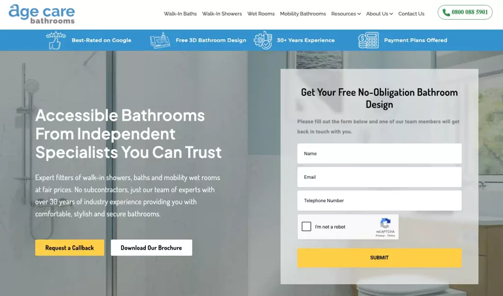 Age Care Bathrooms Dual CTA