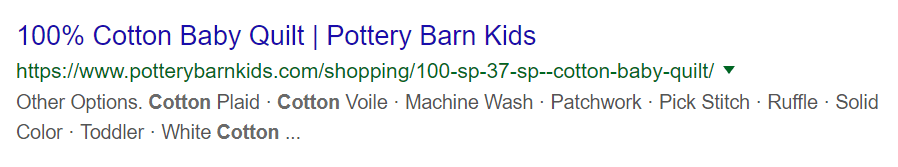 Screenshot of bad meta description for "cotton baby blankets".