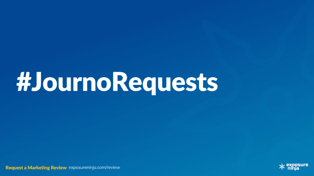 Image with the text, "#journorequests".