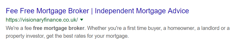 Screenshot of search result for "Mortgage Adviser"