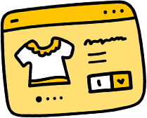 illustration of clothes on laptop screen
