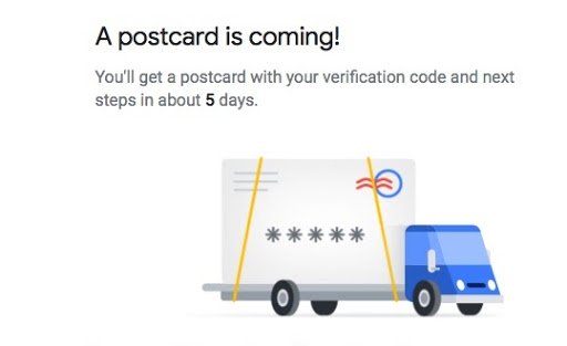 postcard verification for google my business