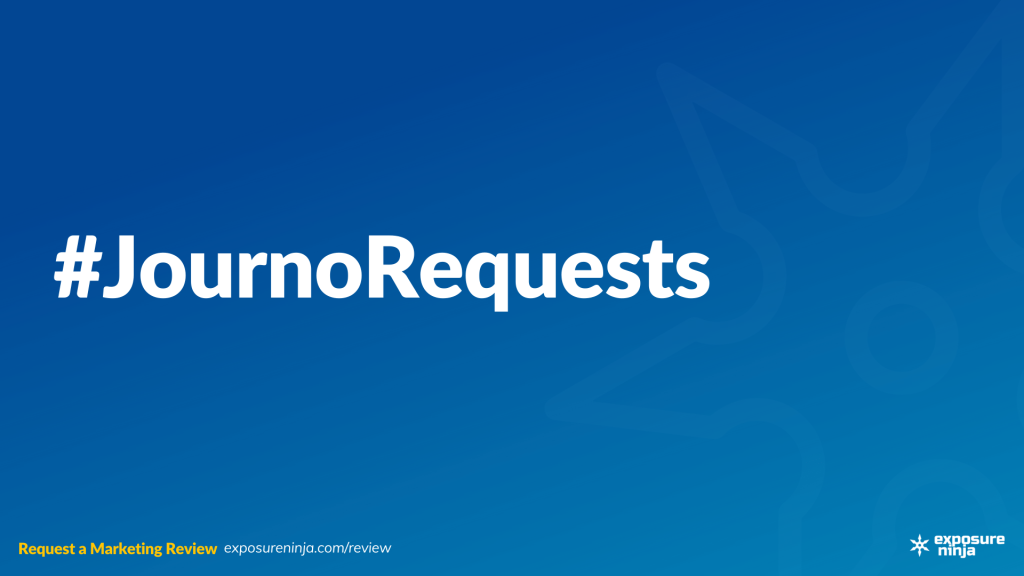 Image with the text, "#journorequests".