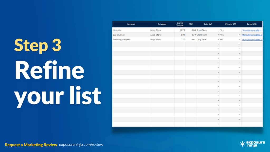 Image with the text, "Step 3: Refine your list".