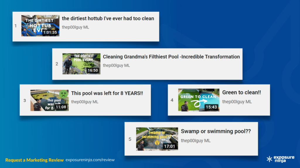 Screenshot of thep00lguy YouTube channel.