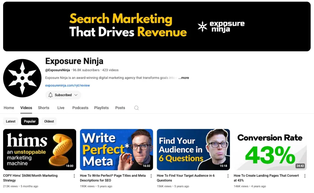 Exposure Ninja YouTube channel 