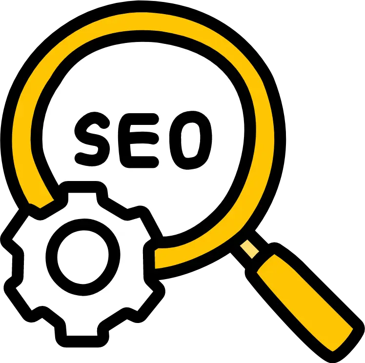 drawing of magnifying glass with seo