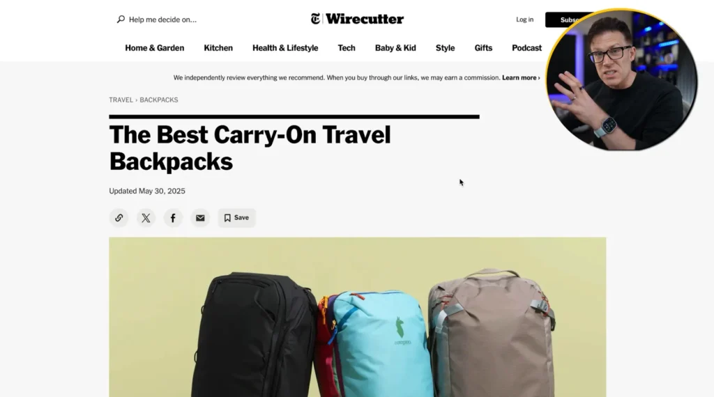 Screenshot of the Wirecutter website.