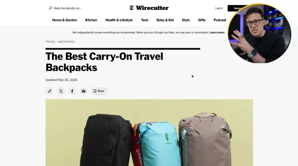Screenshot of the Wirecutter website.