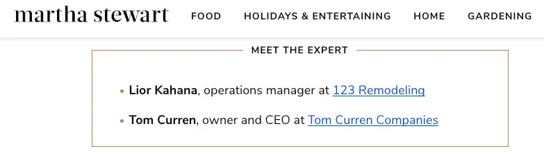 Lior Kahana, operations manager at 123 Remodeling, used as an expert in a Martha Stewart blog