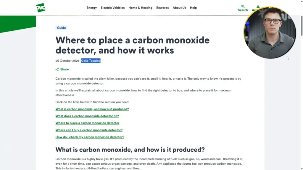Screenshot of the old content on the OVO Energy website.