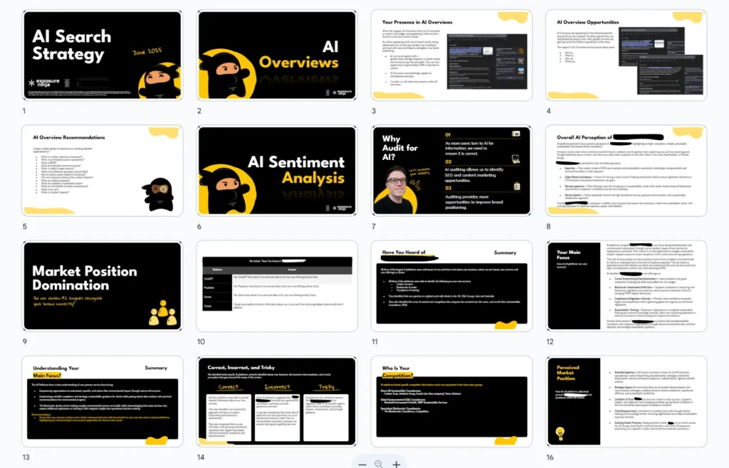 Example of an AI Search Audit by Exposure Ninja.