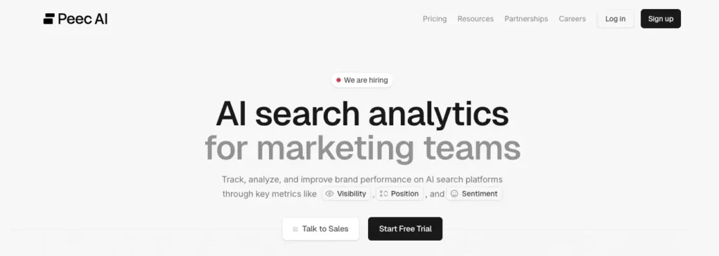 Peec AI Home Page