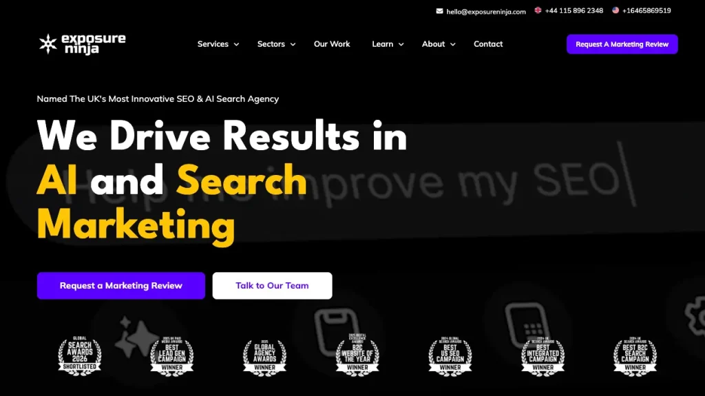 Exposure Ninja homepage
