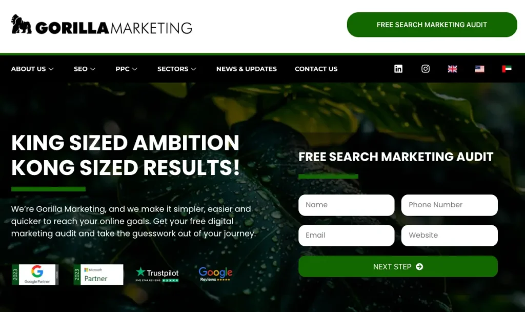 Gorilla Marketing homepage