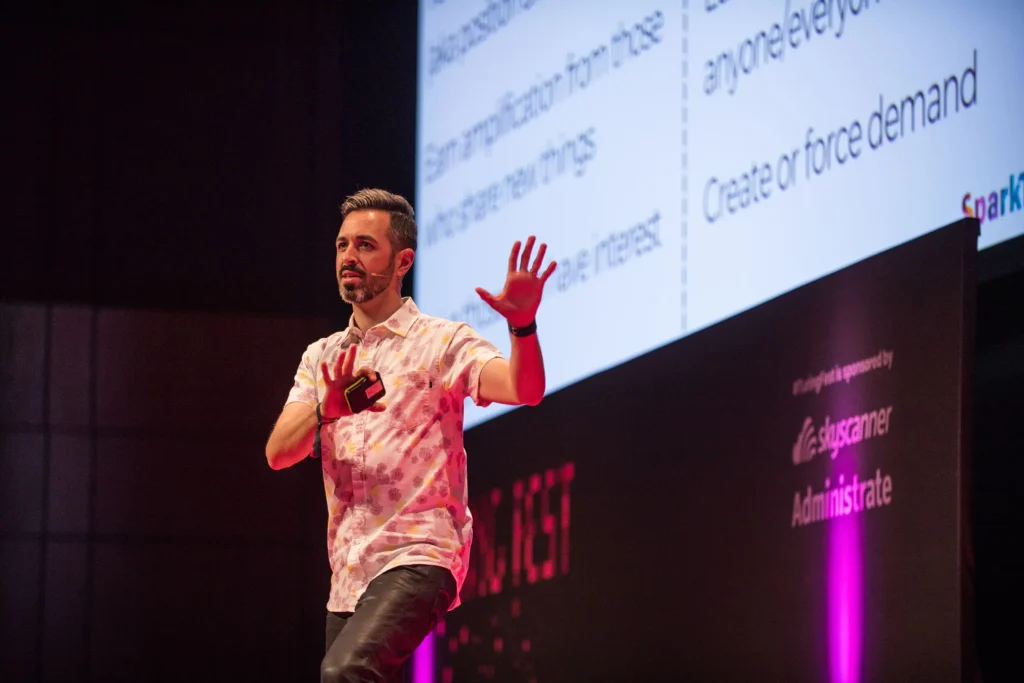 Rand Fishkin, SEO Speaker from SparkToro, on stage